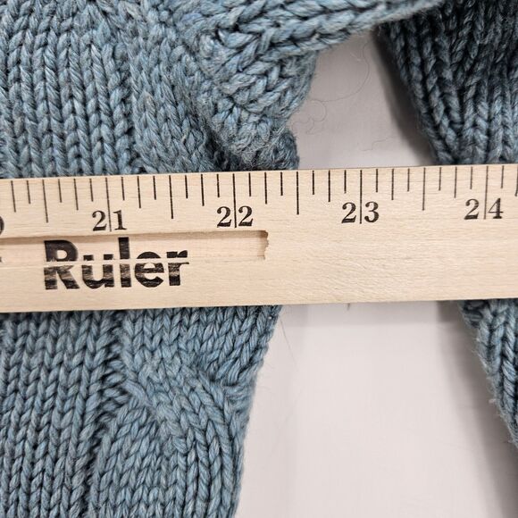 Vintage Polo Ralph Lauren Sweater Mens Large Silk Cable Knit Toggle Collar Blue - Picture 10 of 12
